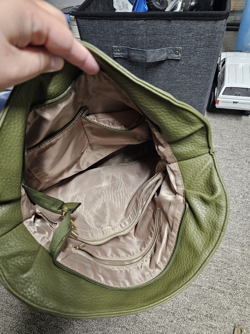 Olive Green Womens Tote Bag with Wallet and Tassel Accents - Picture 5 of 5